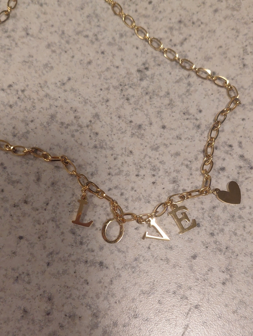 Gold 'LOVE' Charm Necklace with Heart Pendant - Women Jewelry